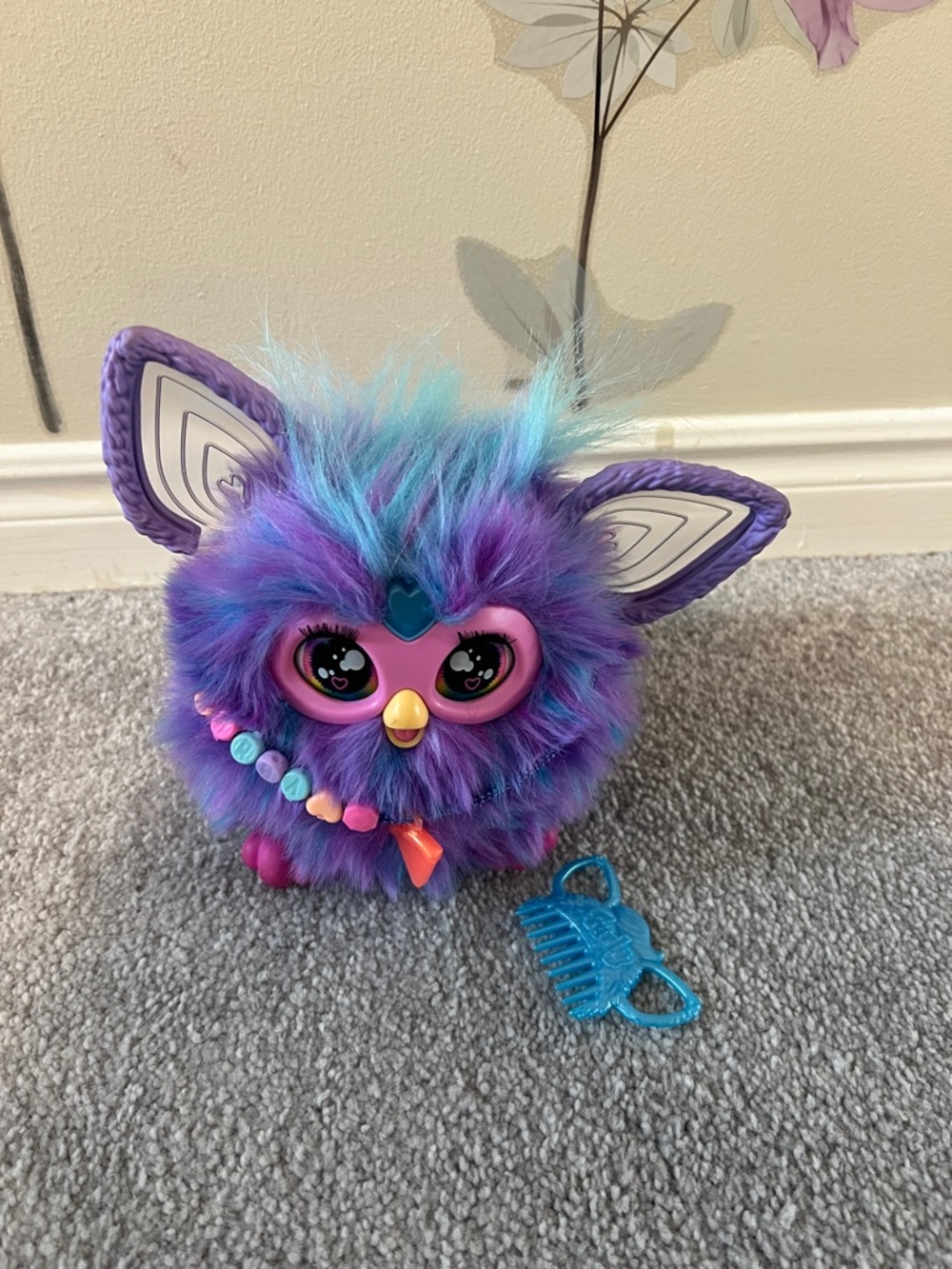 Purple & Teal Fuzzy Interactive Plush Toy